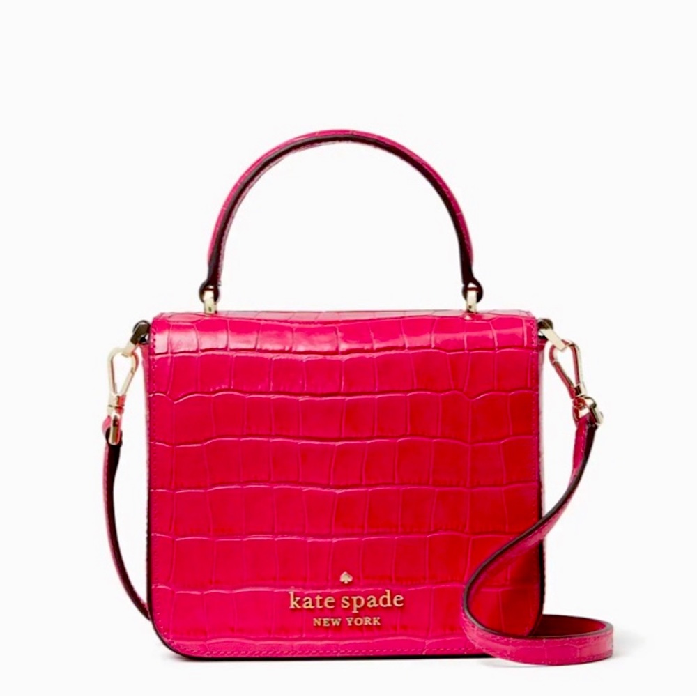 Kate Spade Staci Hot Pink Croc Crossbody